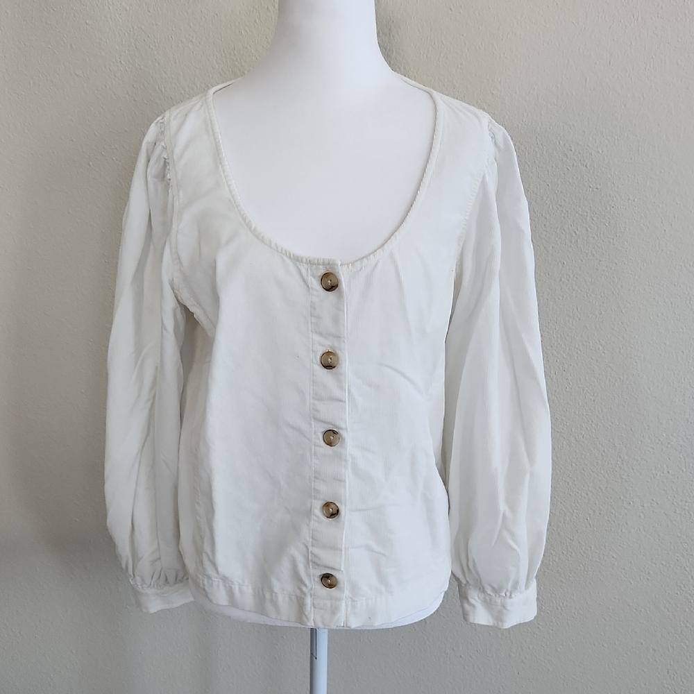 Madewell Cream Button-Front Blouse